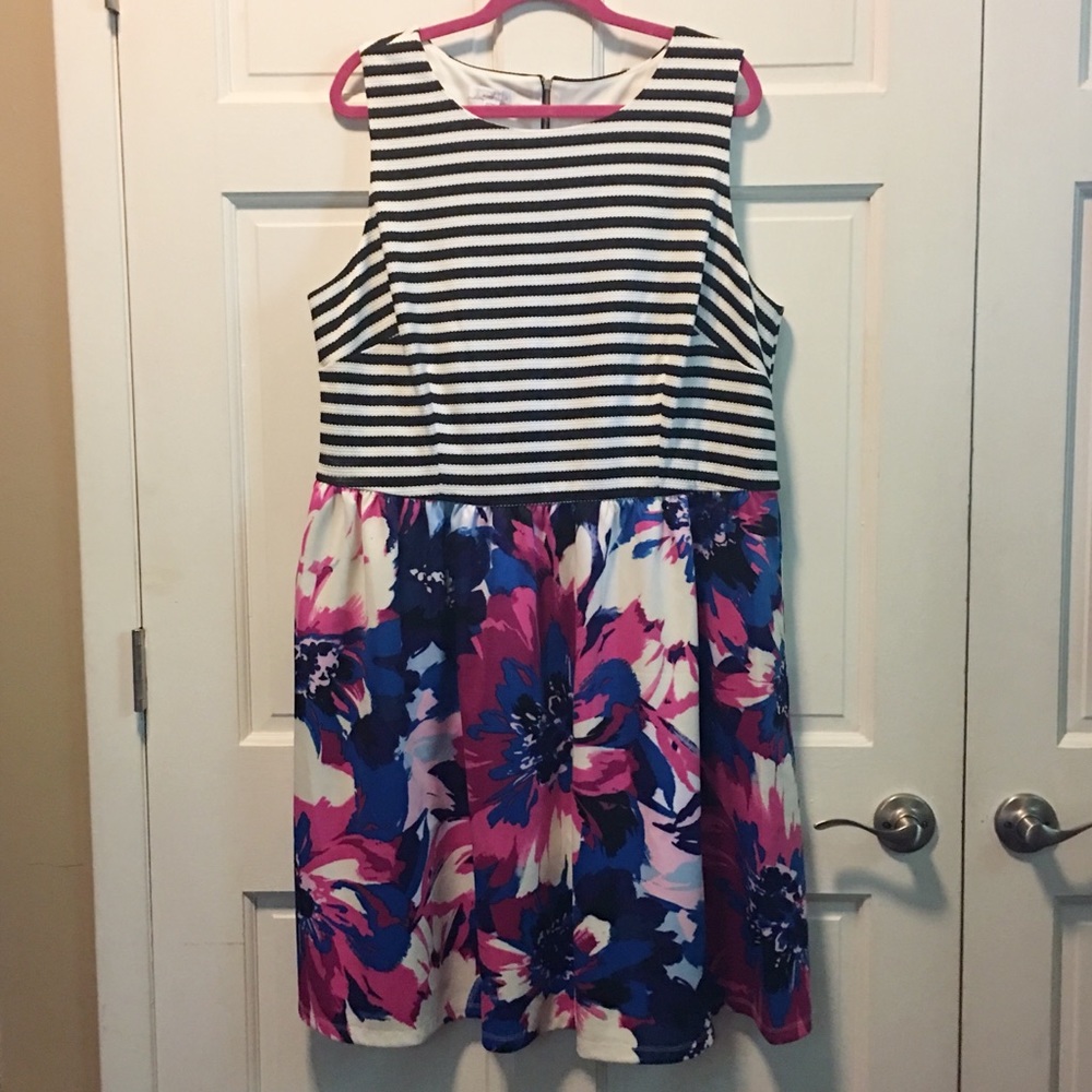 London Times Women's Plus Mix Media Dress